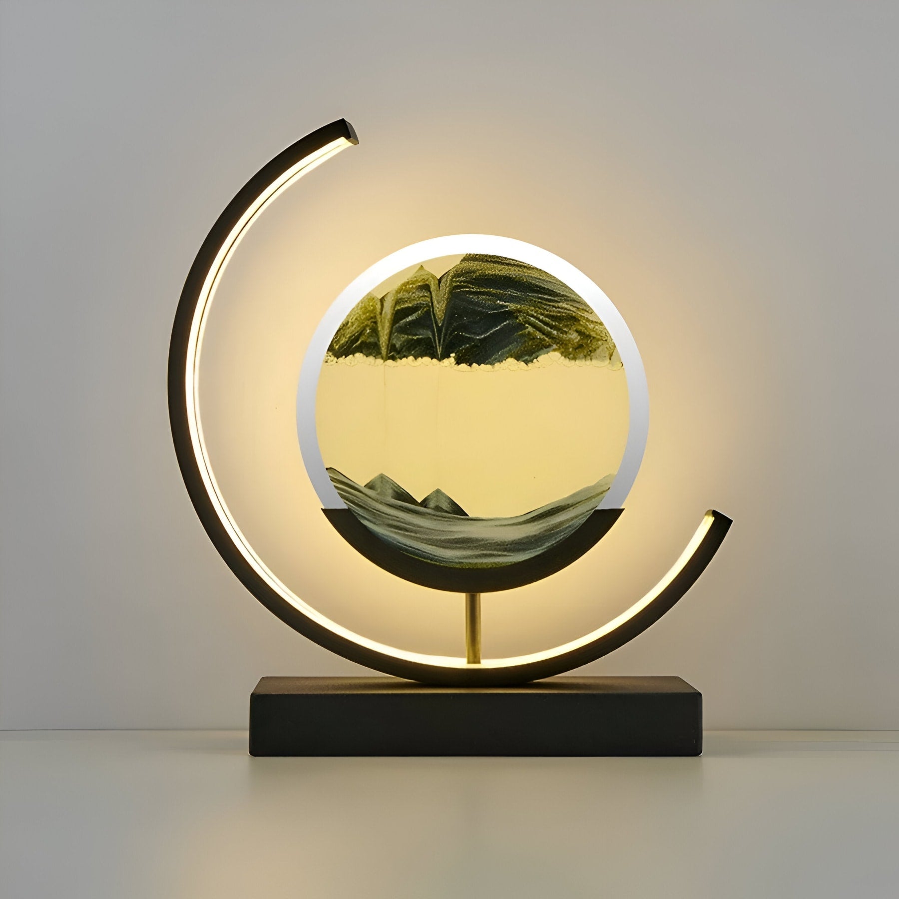 Modern Metal Table Lamp With Tri-Colour LED Glow in Black — Halden Lighting