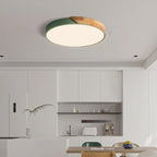 Modern Wood Flush Mount Ceiling Light With Remote Dimming — Halden Lighting