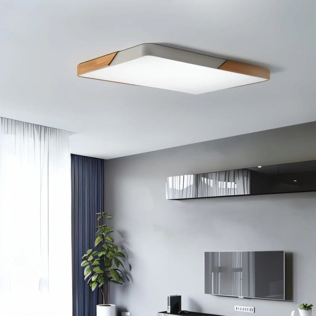 Modern Wood Flush Mount Ceiling Light With Stepless Dimming — Halden Lighting