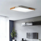 Modern Wood Flush Mount Ceiling Light With Stepless Dimming — Halden Lighting