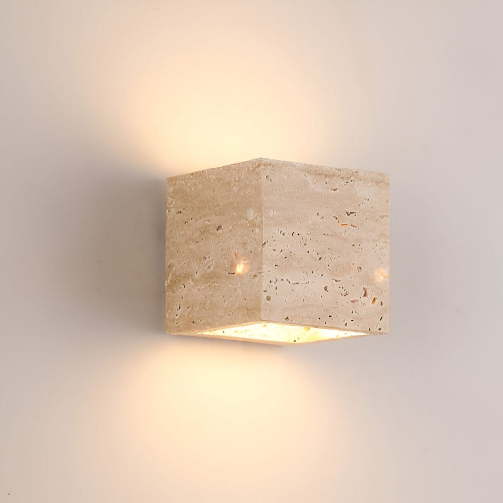 Modern Travertine Stone Wall Light With Warm LED Glow — Halden Lighting