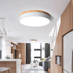 Modern Wood Flush Mount Ceiling Light With Remote Dimming — Halden Lighting