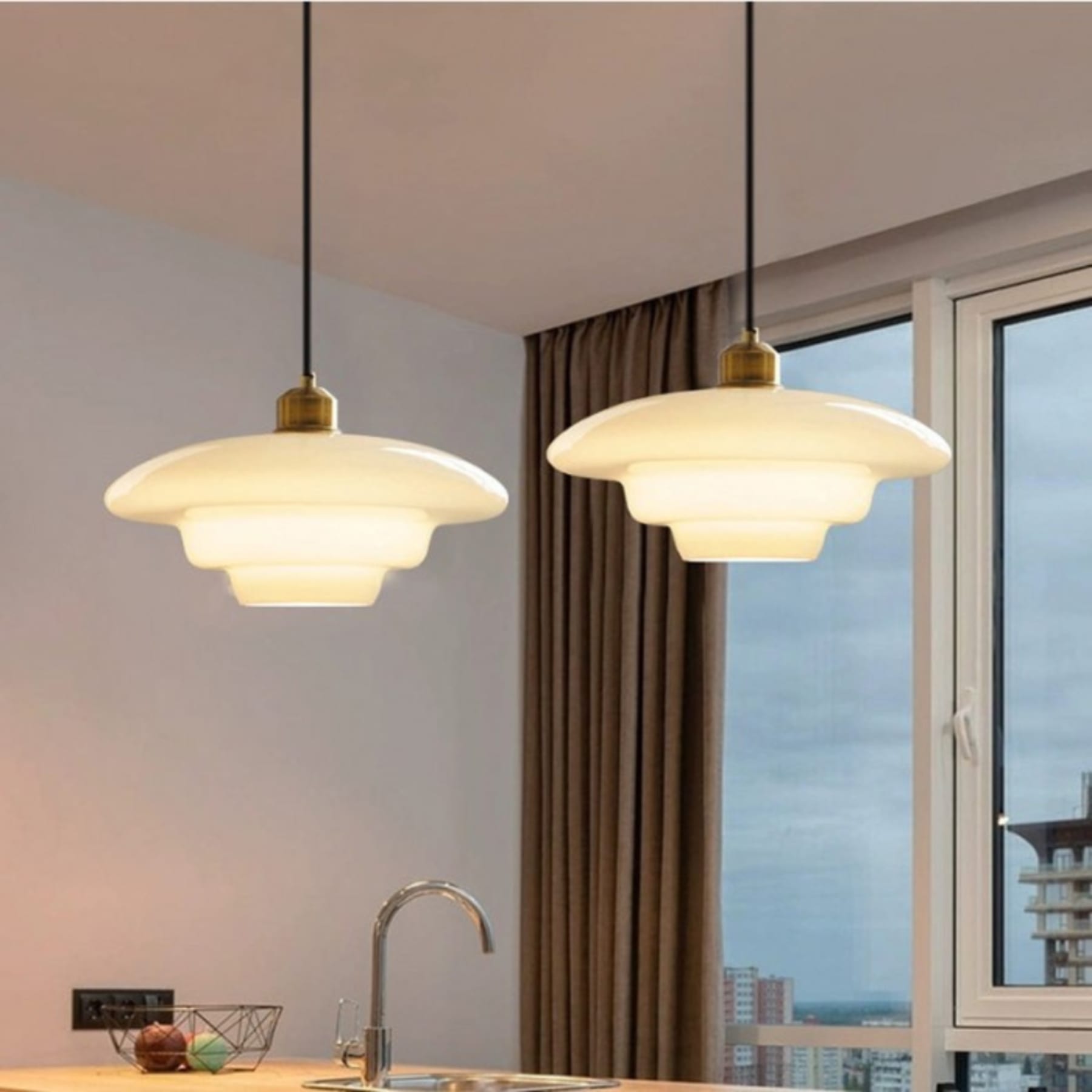 Modern Glass Pendant Light With Warm LED Glow for Dining Room — Halden Lighting