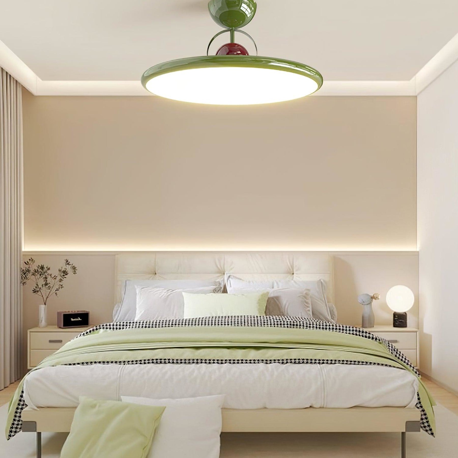 Modern Metal Semi-Flush Ceiling Light With Tri-Colour Dimming — Halden Lighting