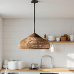 Bohemian Rattan Pendant Light With Warm LED Glow for Dining Room — Halden Lighting