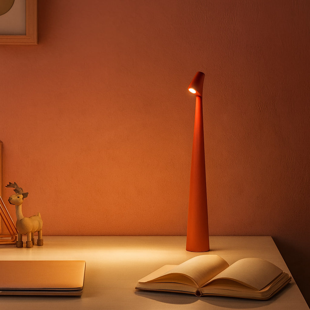 Modern Rechargeable Table Lamp With Tri-Colour Lighting in Red — Halden Lighting