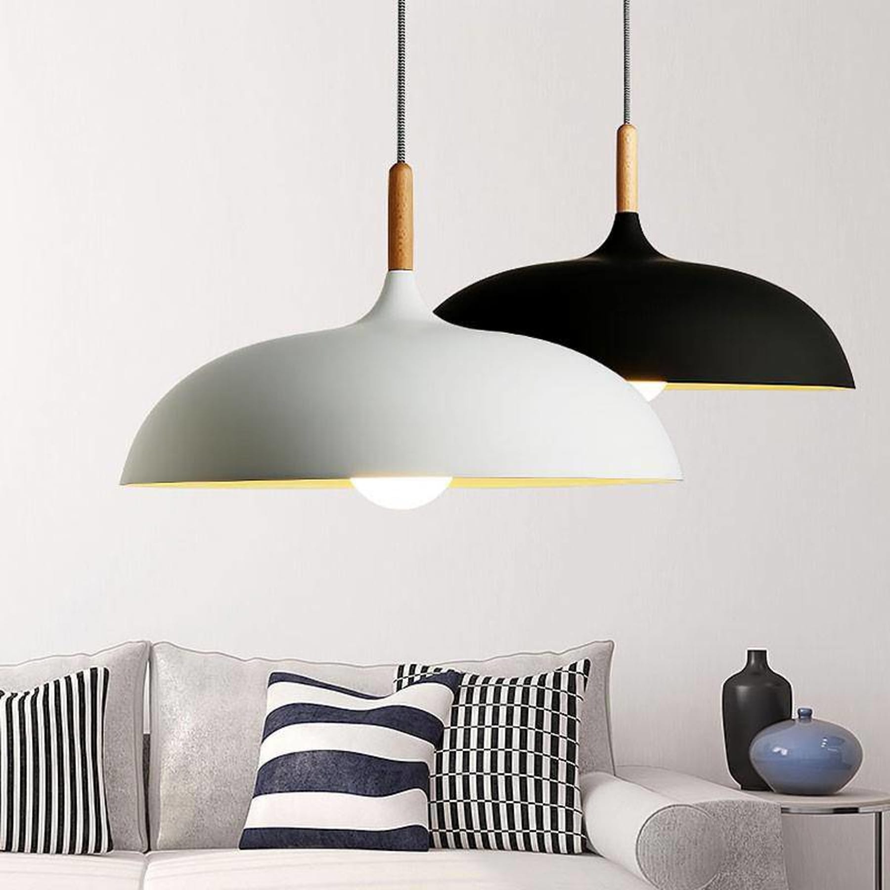 Modern Wrought Iron Pendant Light With Daylight Glow — Halden Lighting