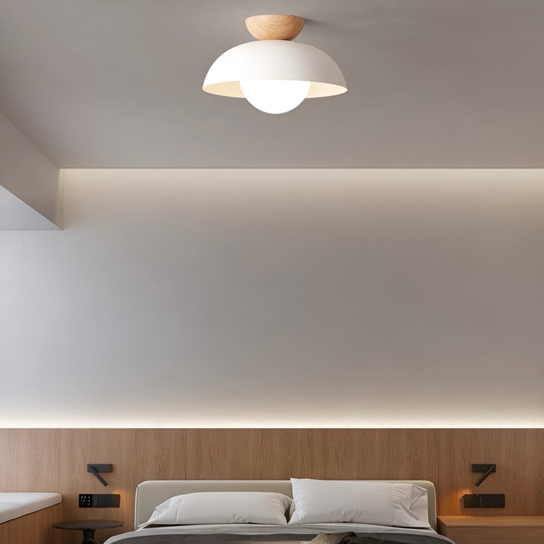 Modern Wood Semi-Flush Ceiling Light for Living Room — Halden Lighting