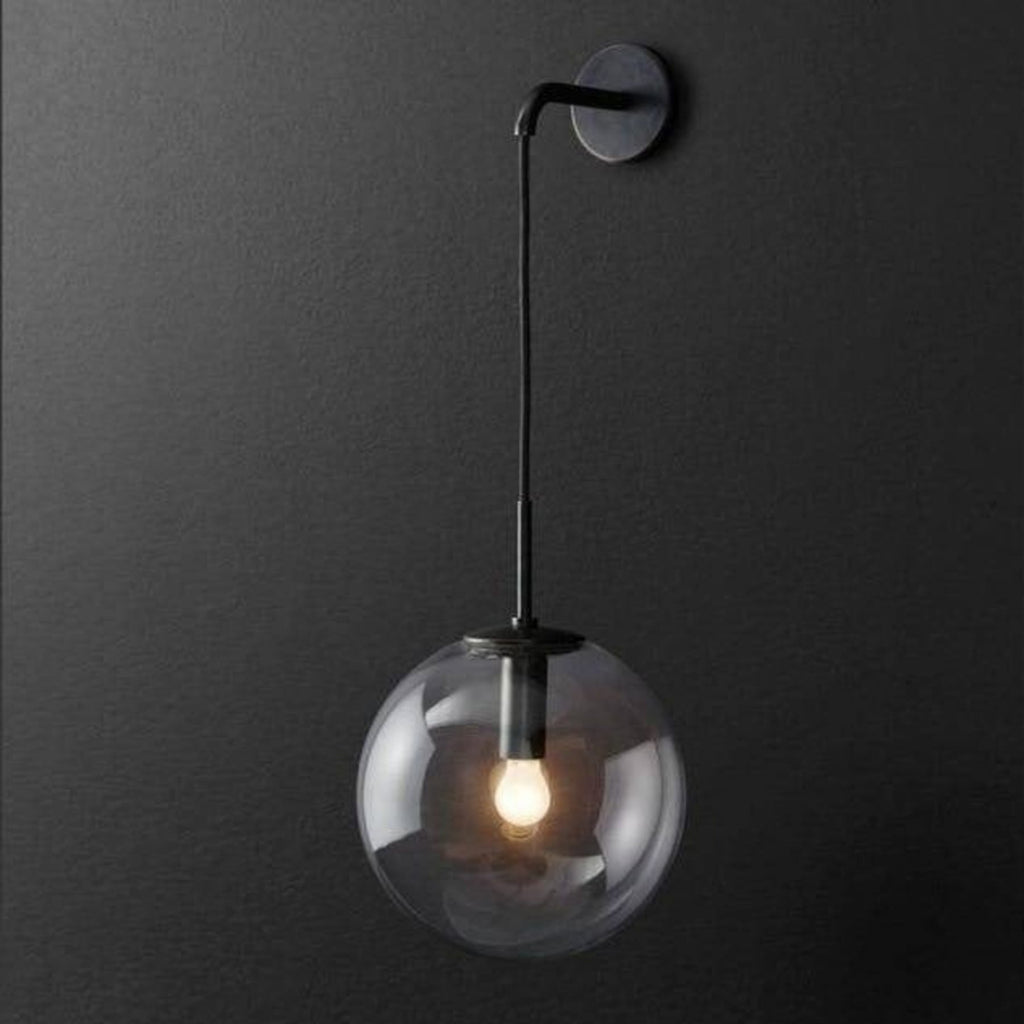 Modern Wrought Iron Wall Light With Included Bulb in Black — Halden Lighting