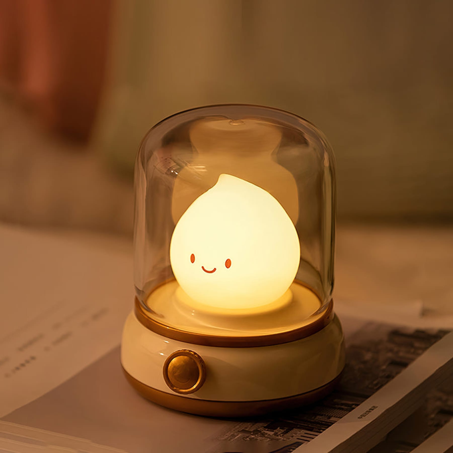 Modern Cordless Table Lamp With Warm LED Glow in Beige — Halden Lighting