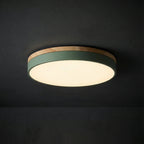 Modern Wood Flush Mount Ceiling Light With Remote Dimming in Green — Halden Lighting