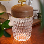 Modern Glass Table Lamp With USB Plug-In Convenience — Halden Lighting