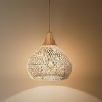 Bohemian Woven Rattan Pendant Light With Warm Neutral Glow — Halden Lighting