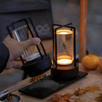 Modern Metal Rechargeable Table Lamp With Tri-Colour Dimming in Black — Halden Lighting