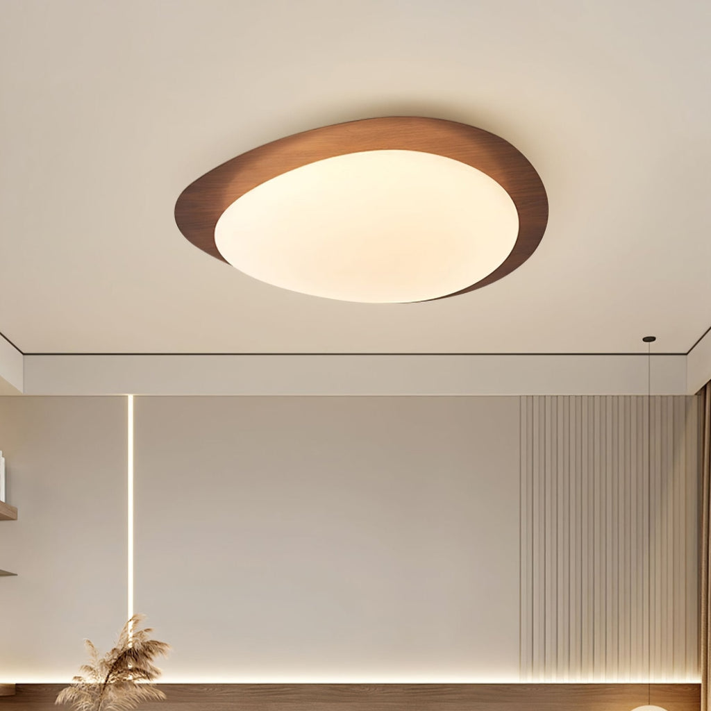Scandinavian Wood Flush Mount Ceiling Light for Living Room — Halden Lighting