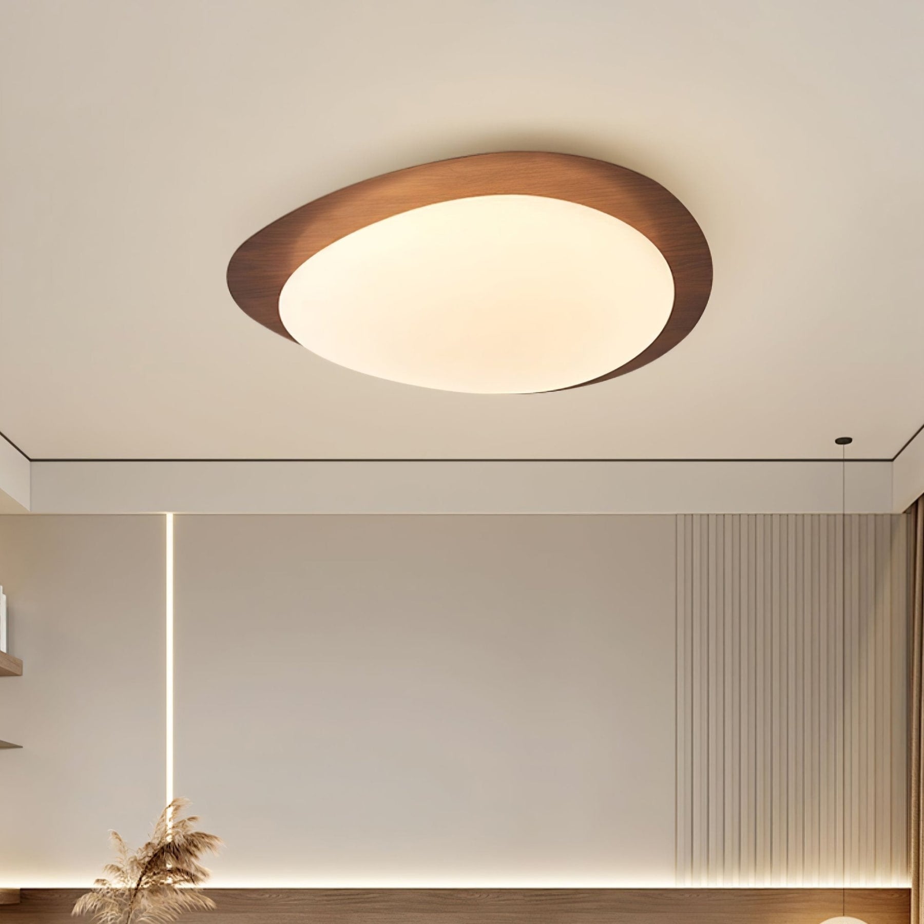 Scandinavian Wood Flush Mount Ceiling Light for Living Room — Halden Lighting