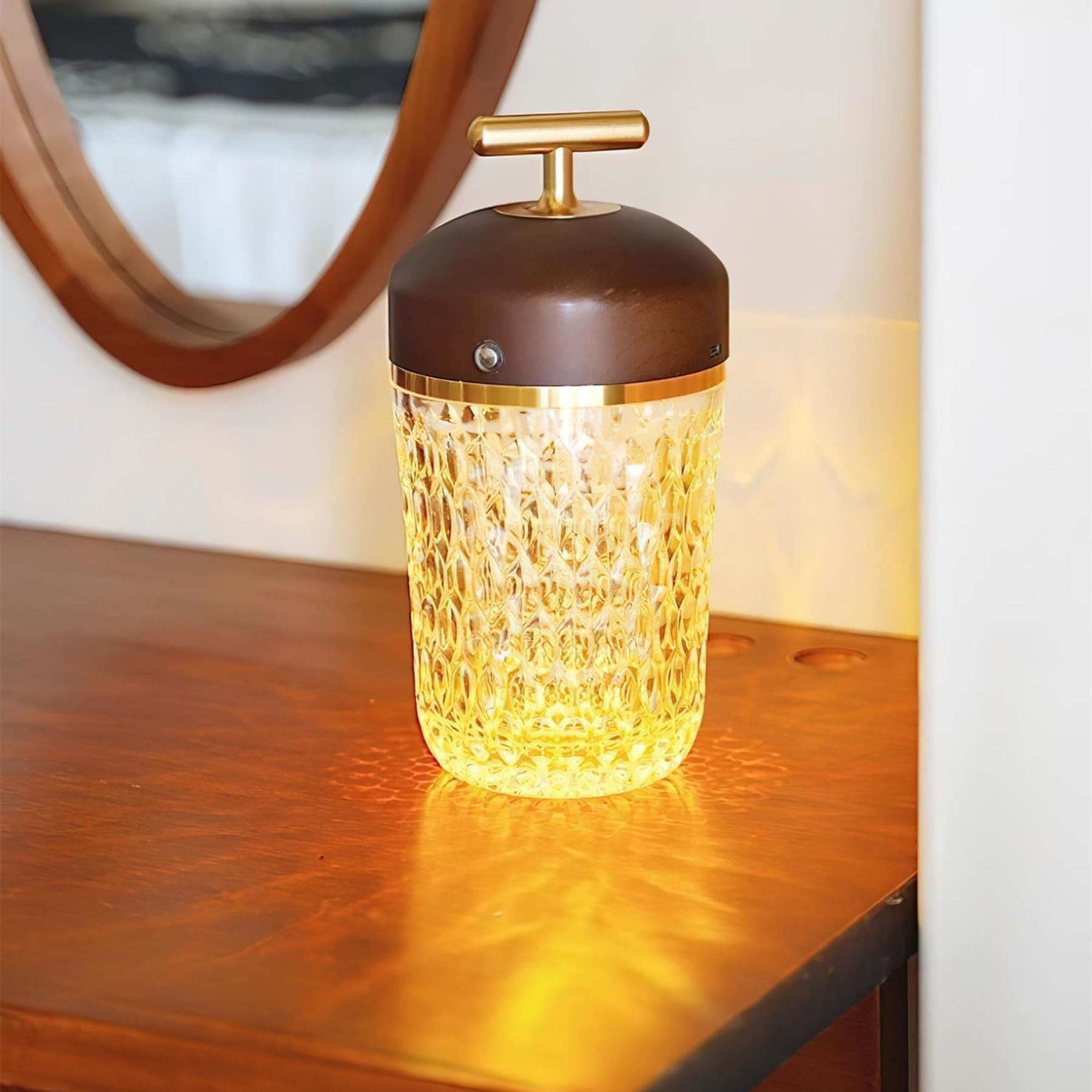 Modern Glass Table Lamp With USB Plug-In Convenience — Halden Lighting