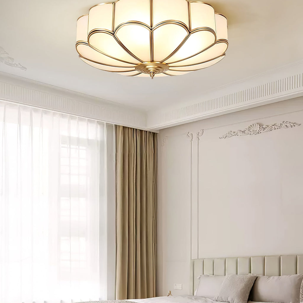 Traditional Brass Flush Mount Ceiling Light With Cool Daylight Glow — Halden Lighting
