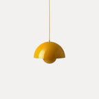 Modern Metal Dome Pendant Light With Integrated LED for Kitchen and Dining in Yellow — Halden Lighting