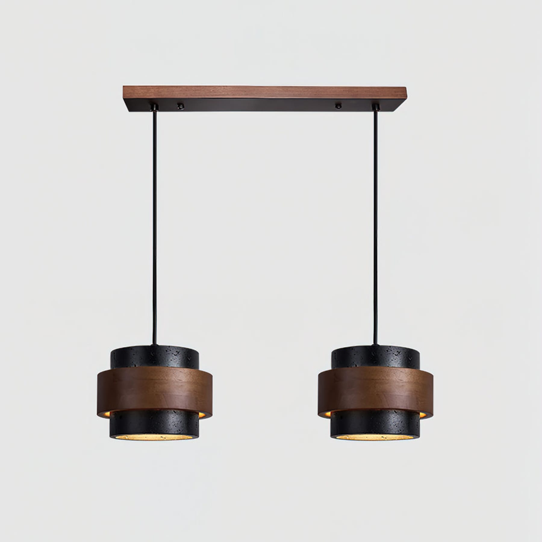 Modern Travertine And Wood Pendant Light For Dining Room — Halden Lighting