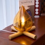 Modern Bamboo and Wood Table Lamp With Warm LED Glow — Halden Lighting