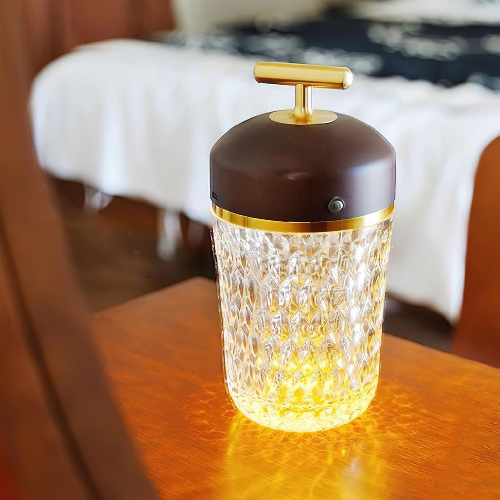 Modern Glass Table Lamp With USB Plug-In Convenience — Halden Lighting