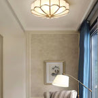 Traditional Brass Flush Mount Ceiling Light With Cool Daylight Glow — Halden Lighting