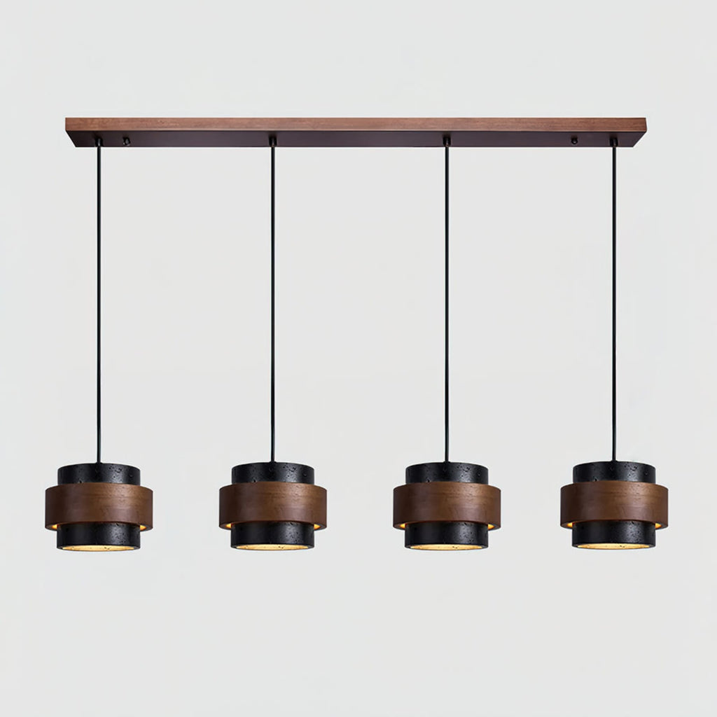 Modern Travertine And Wood Pendant Light For Dining Room — Halden Lighting