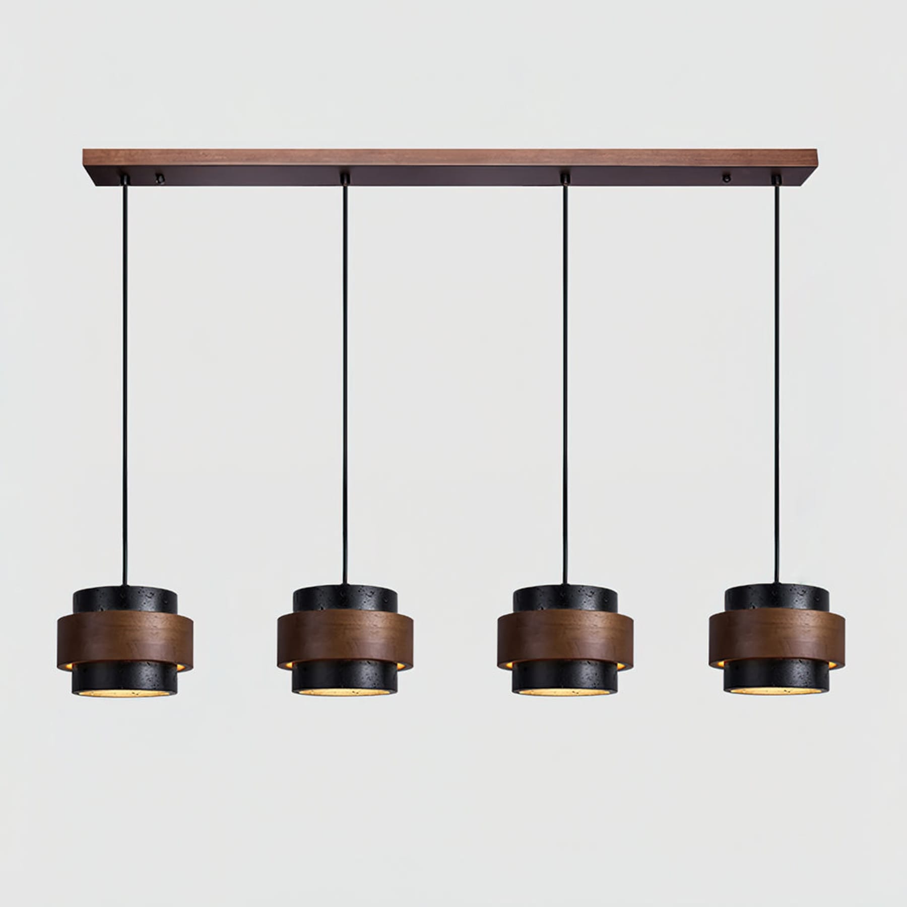 Modern Travertine And Wood Pendant Light For Dining Room — Halden Lighting