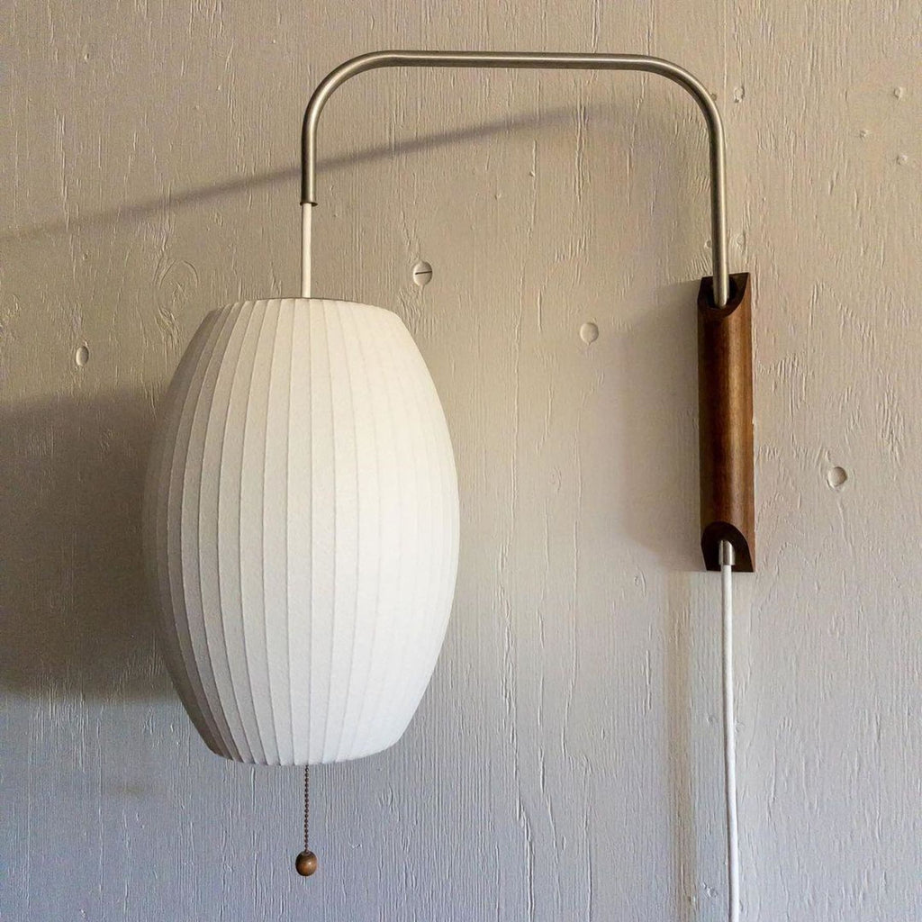 Retro Silk and Walnut Wall Light With Warm LED Glow — Halden Lighting
