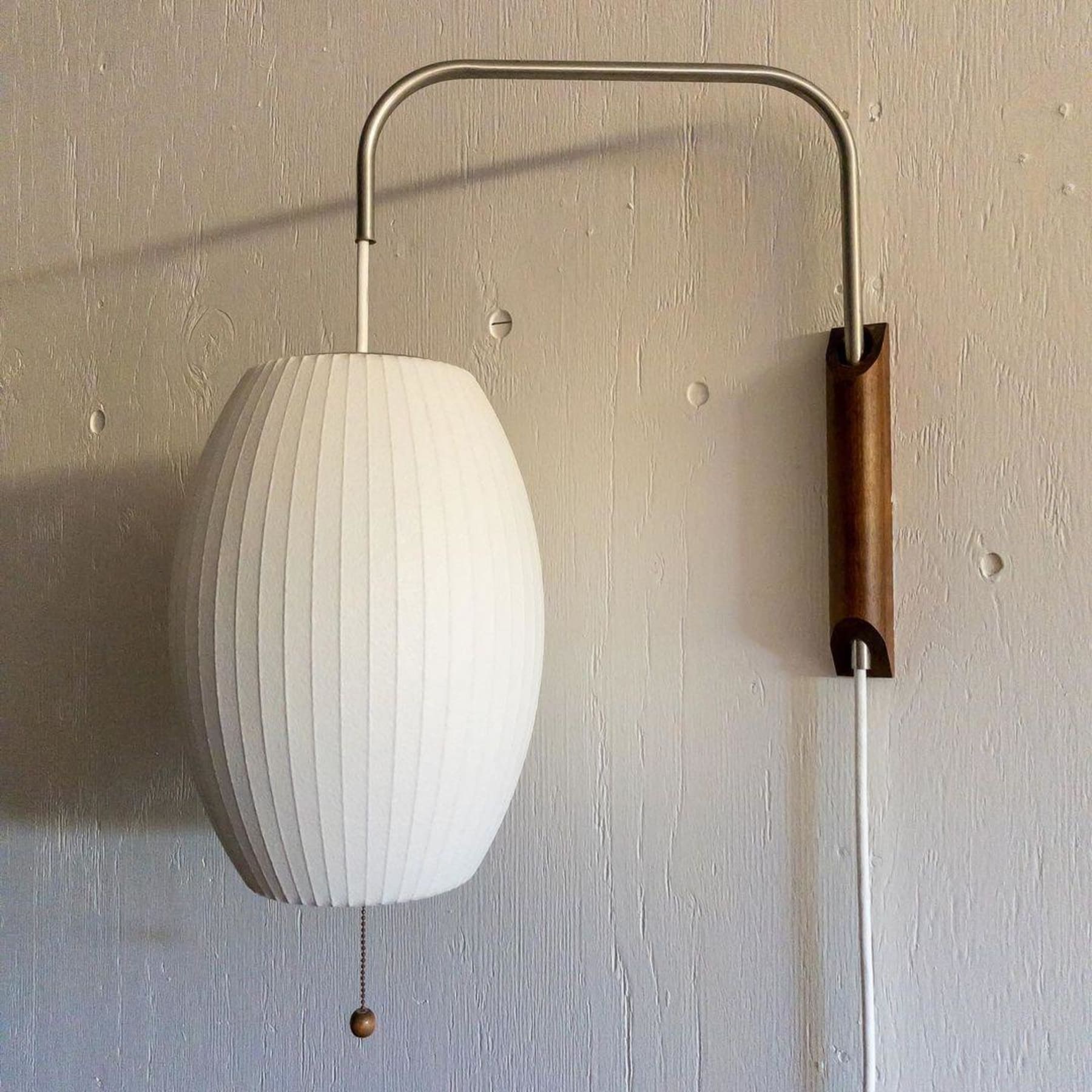 Retro Silk and Walnut Wall Light With Warm LED Glow — Halden Lighting