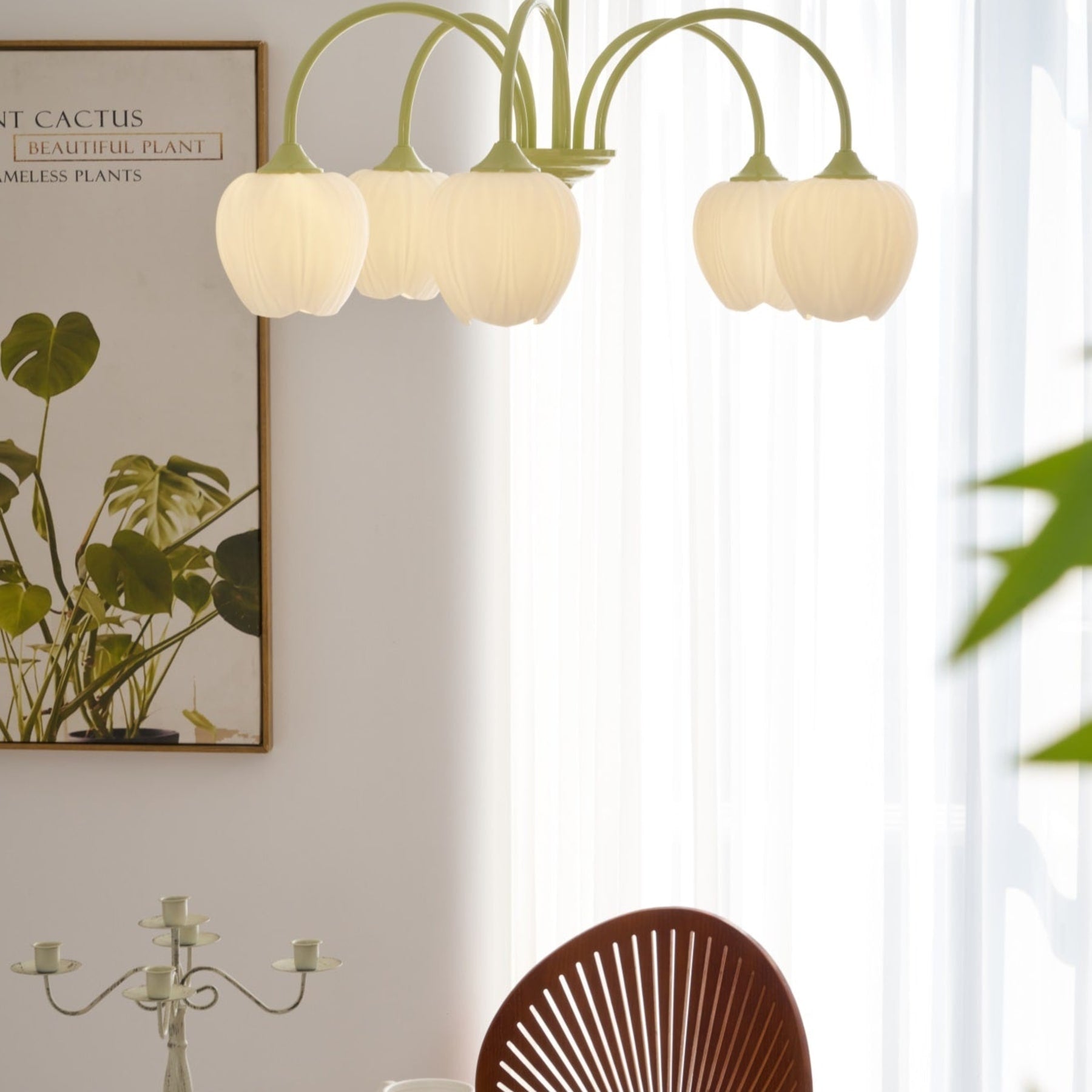 Retro Metal And Glass Chandelier With Included Bulbs For Living Room — Halden Lighting