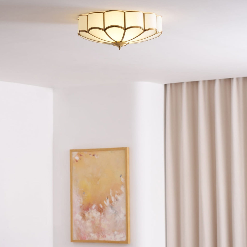 Traditional Brass Flush Mount Ceiling Light With Cool Daylight Glow — Halden Lighting