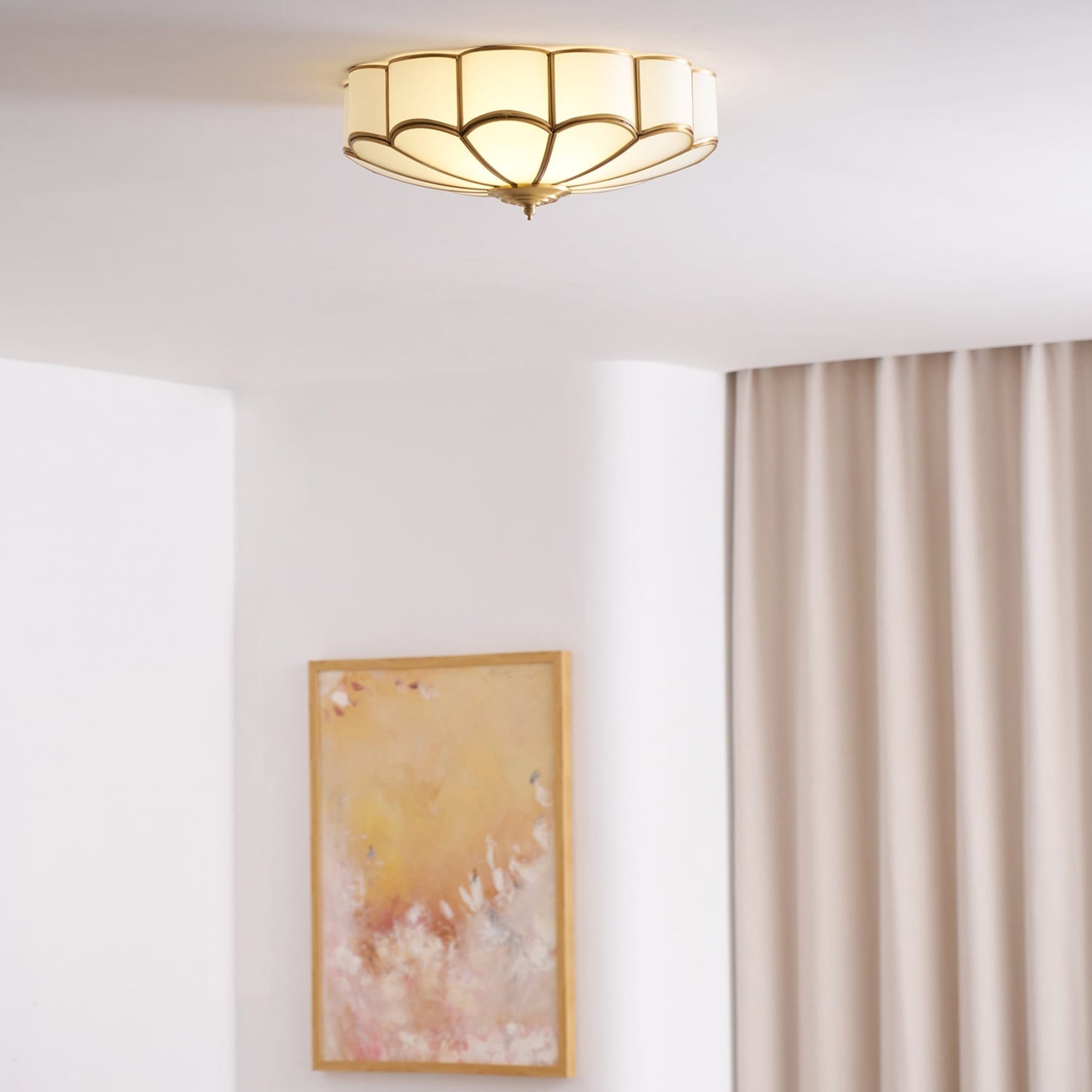 Traditional Brass Flush Mount Ceiling Light With Cool Daylight Glow — Halden Lighting