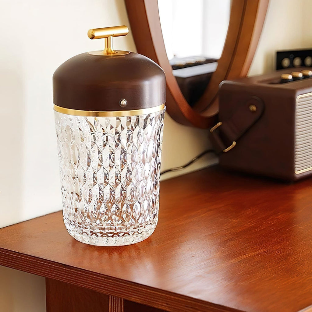 Modern Glass Table Lamp With USB Plug-In Convenience — Halden Lighting