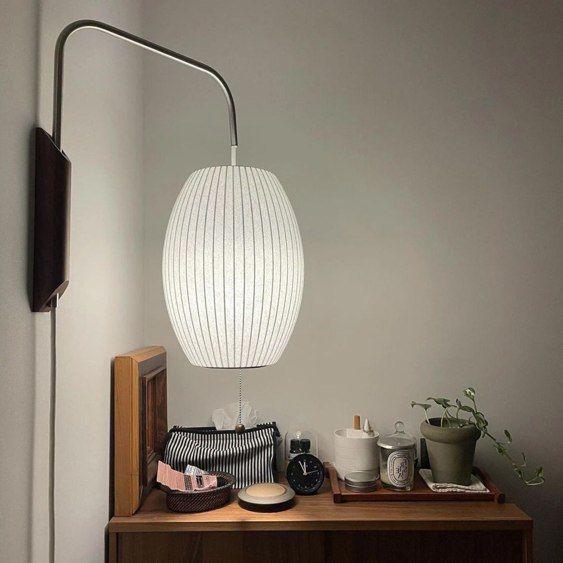 Retro Silk and Walnut Wall Light With Warm LED Glow — Halden Lighting