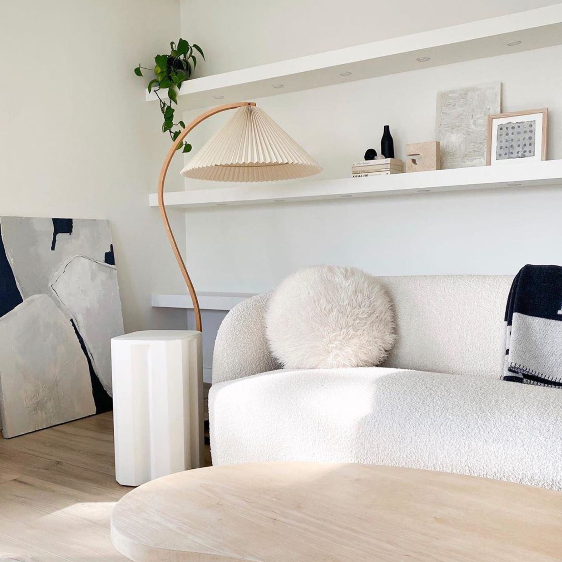 Scandinavian Wood Floor Lamp With Warm LED Glow for Living Room — Halden Lighting