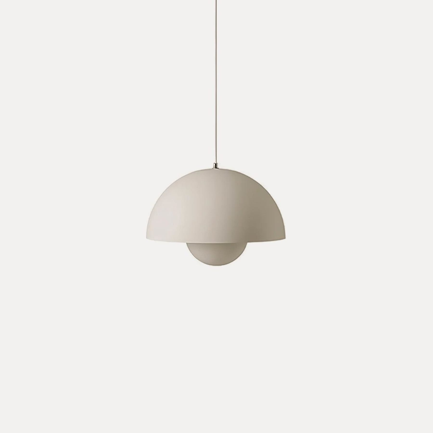 Modern Metal Dome Pendant Light With Integrated LED for Kitchen and Dining in Matte Beige — Halden Lighting