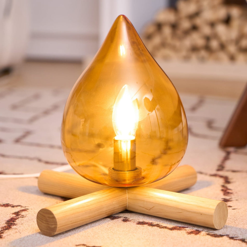 Modern Bamboo and Wood Table Lamp With Warm LED Glow — Halden Lighting