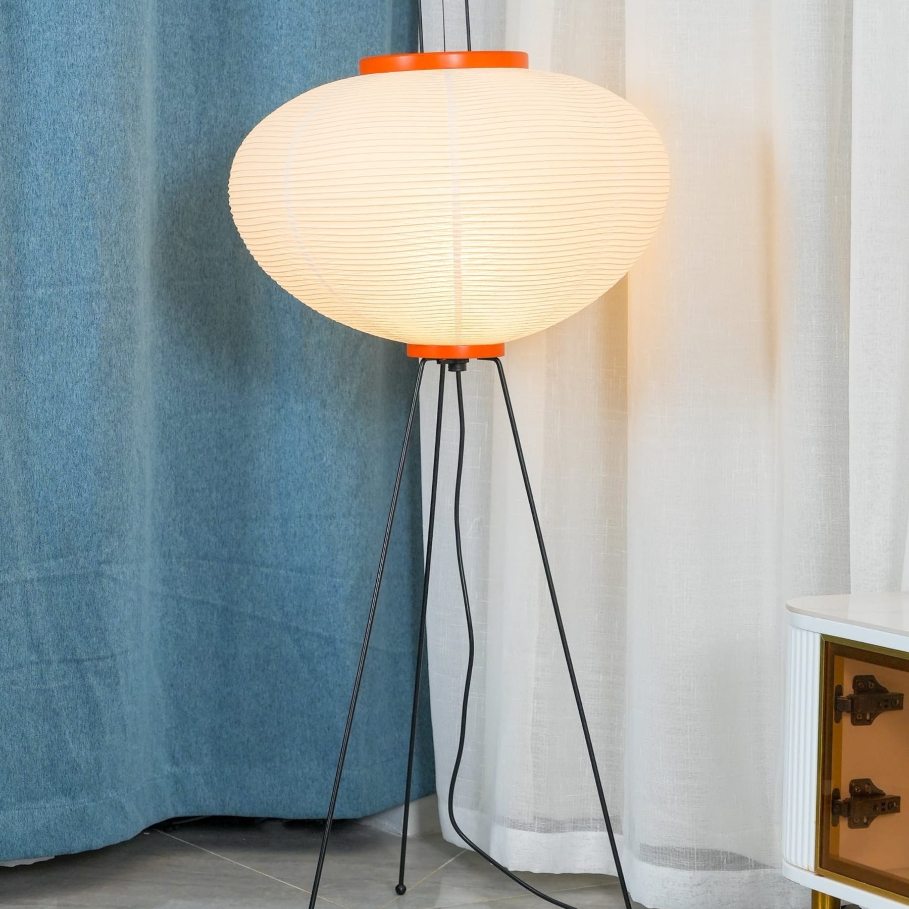 Modern Rice Paper Floor Lamp for Living Room and Bedroom — Halden Lighting