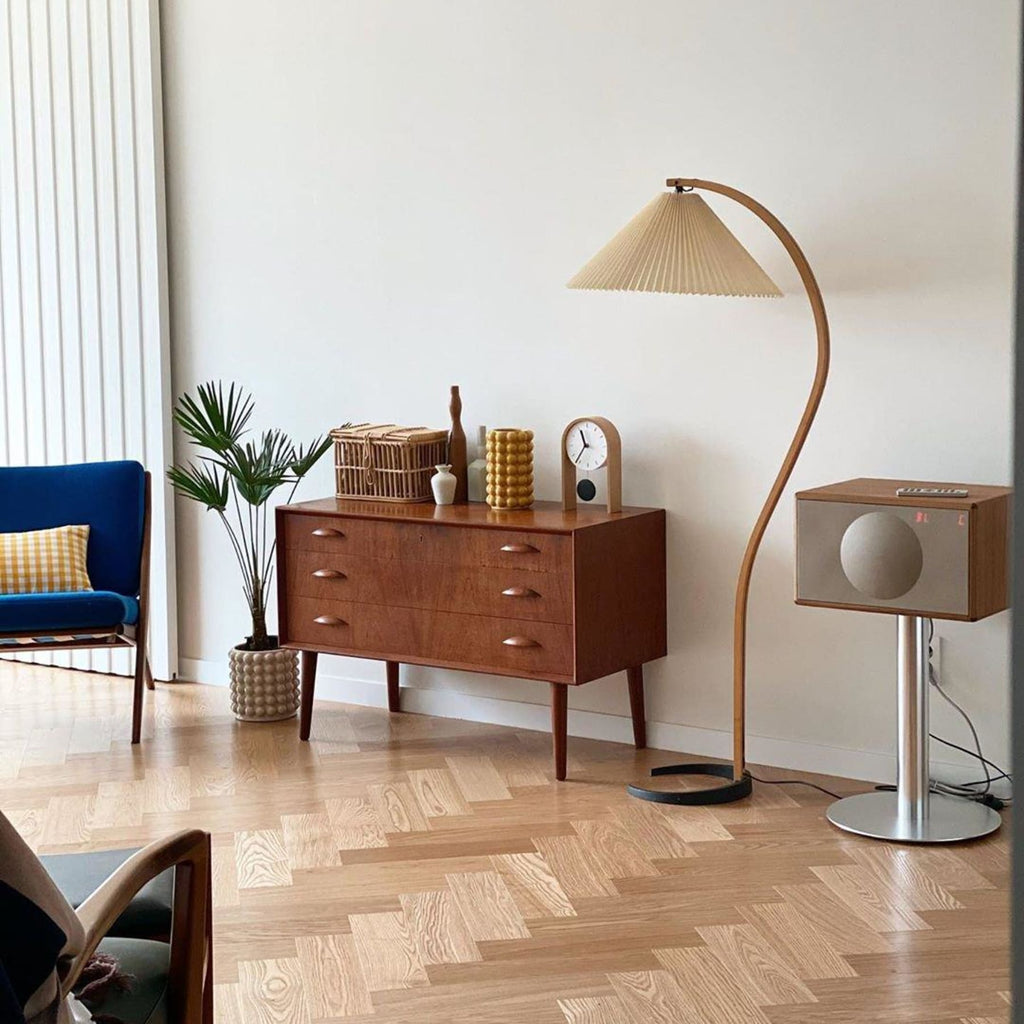 Scandinavian Wood Floor Lamp With Warm LED Glow for Living Room — Halden Lighting