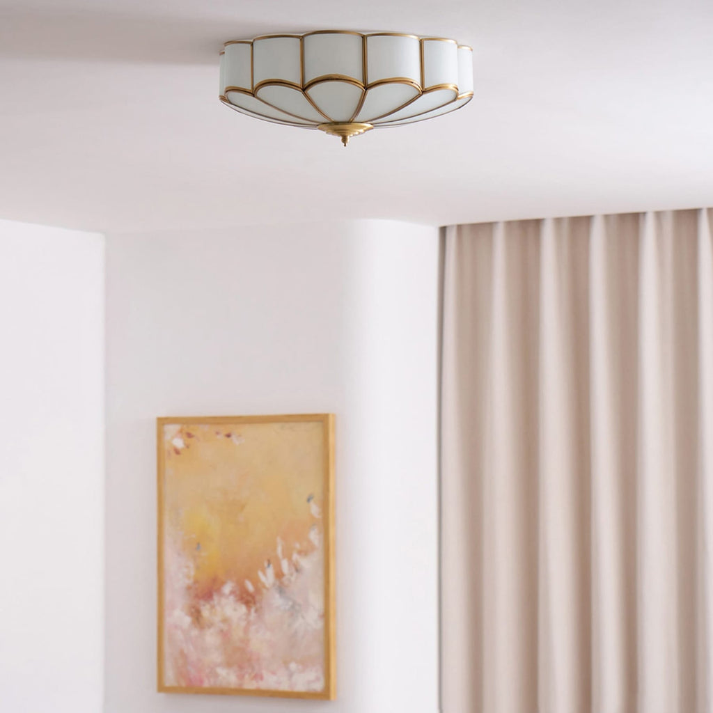 Traditional Brass Flush Mount Ceiling Light With Cool Daylight Glow — Halden Lighting