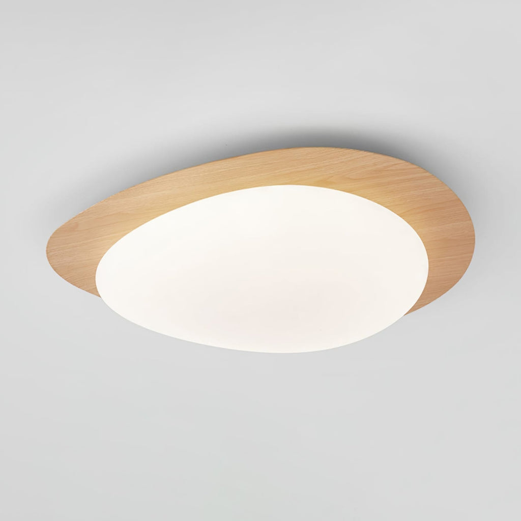 Scandinavian Wood Flush Mount Ceiling Light for Living Room — Halden Lighting