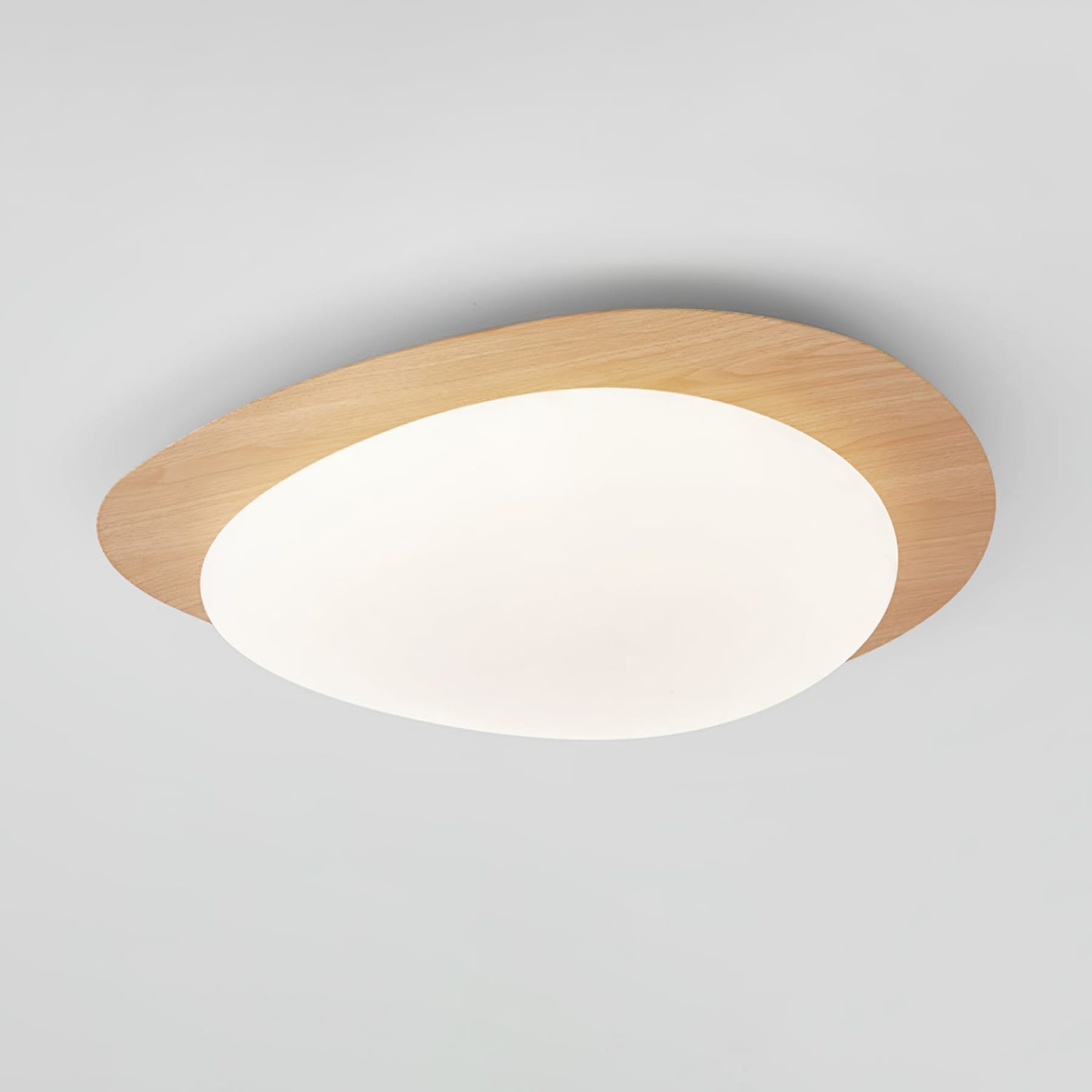 Scandinavian Wood Flush Mount Ceiling Light for Living Room — Halden Lighting