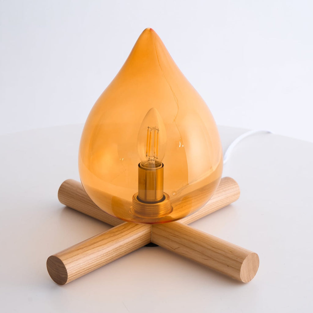 Modern Bamboo and Wood Table Lamp With Warm LED Glow — Halden Lighting