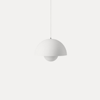 Modern Metal Dome Pendant Light With Integrated LED for Kitchen and Dining in Matte White — Halden Lighting