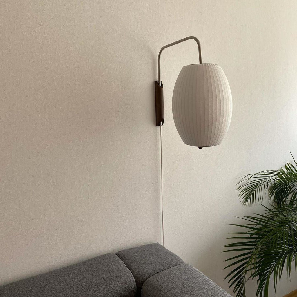 Retro Silk and Walnut Wall Light With Warm LED Glow — Halden Lighting