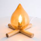 Modern Bamboo and Wood Table Lamp With Warm LED Glow — Halden Lighting