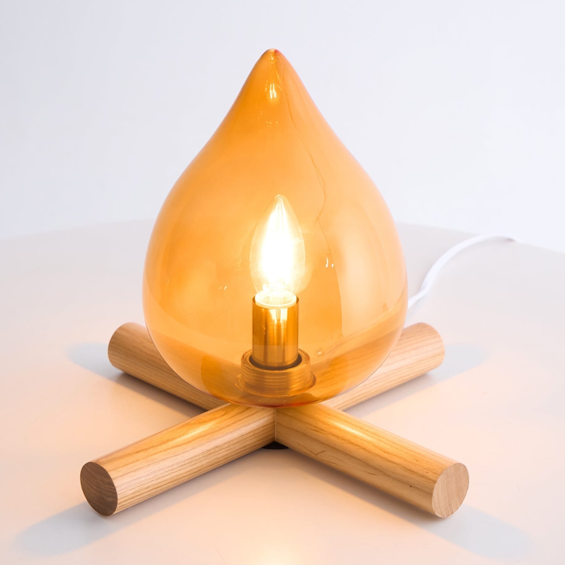Modern Bamboo and Wood Table Lamp With Warm LED Glow — Halden Lighting