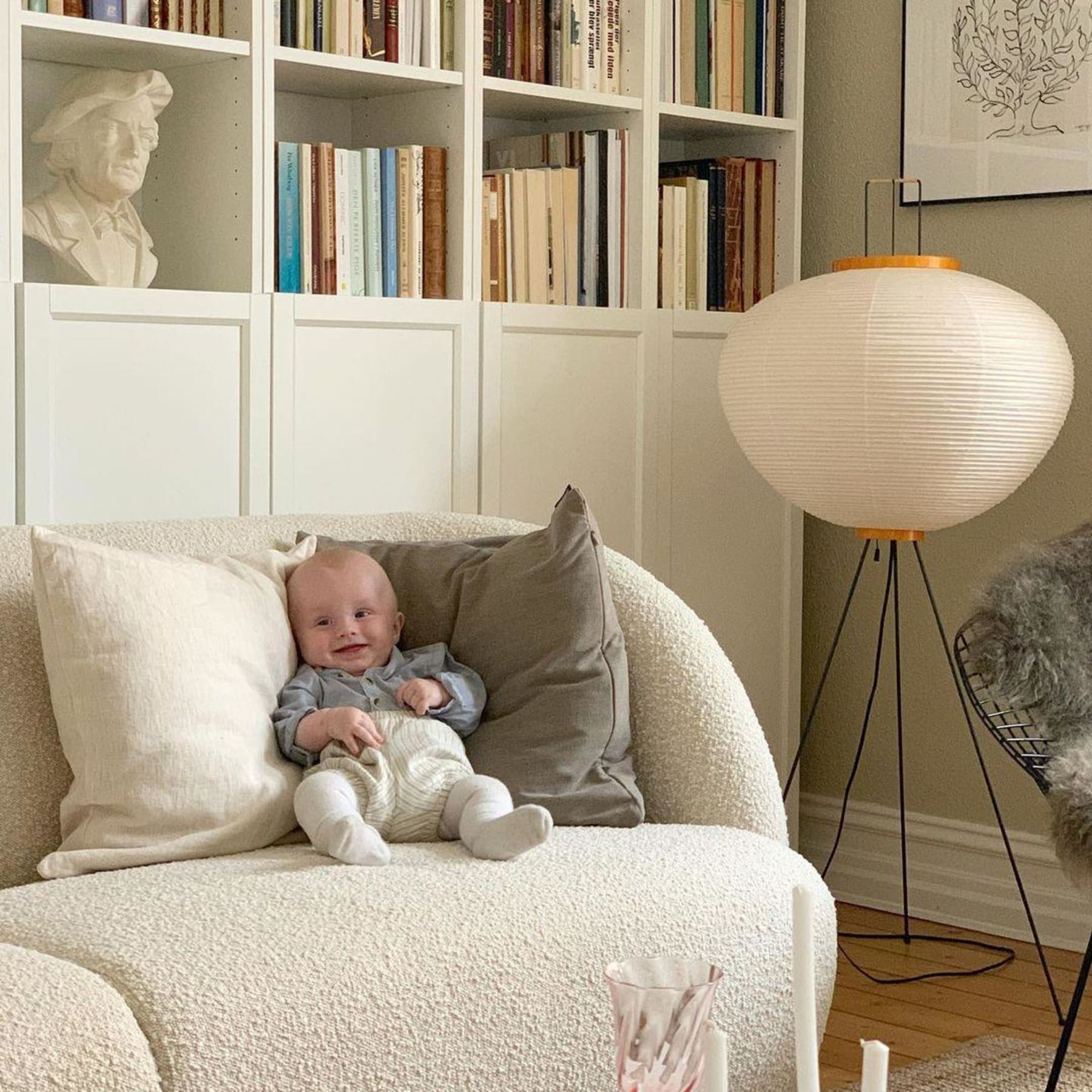 Modern Rice Paper Floor Lamp for Living Room and Bedroom — Halden Lighting